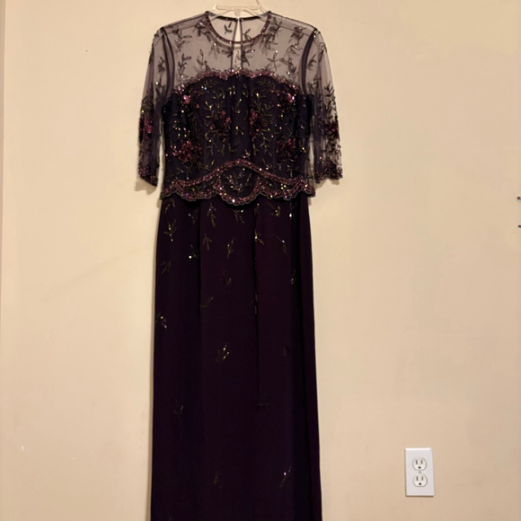 Vintage Jovani Purple Beaded Column Gown Dress Size 8 - Picture 4 of 15